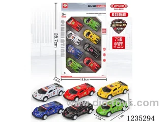 6 Pull Back Race Cars (Metal Shell)