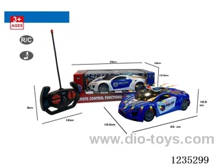 1:18 4ch RC Car with 3D Lights 2 colors mixed not included battery