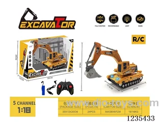 1:18 5ch RC construction vehicle excavator W L/M included battery