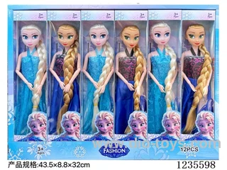 11-inch Nine-joint Realistic Long Braid Ice Princess Sisters Barbie Doll 12PCS