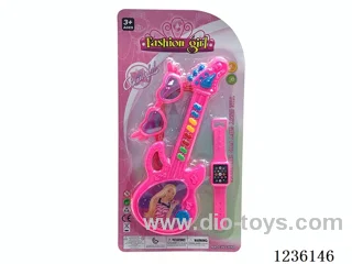 Barbie 3D Changing Picture Musical Guitar With Glasses and Watch not included battery