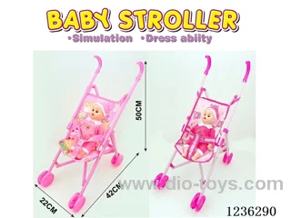 Plastic trolley with 12-inch doll, 2-color mixed to Pack.