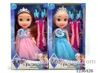 14 inch light music doll with cart/ light 2 models mixed included battery