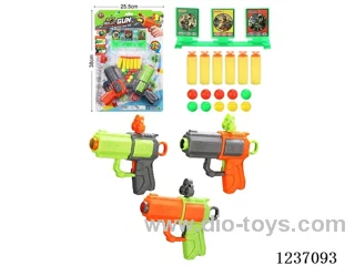 (double gun) soft bullet gun dual-use + triple target (manual)3 colors mixed