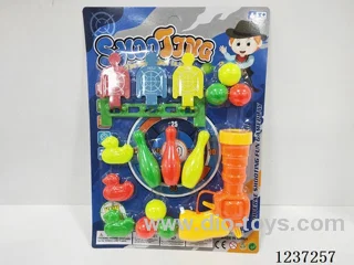 ping pong gun + bowling combination (two colours mixed)