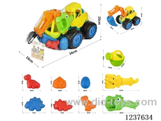 Excavator Construction Vehicle (Skidding) Beach Set 10pcs