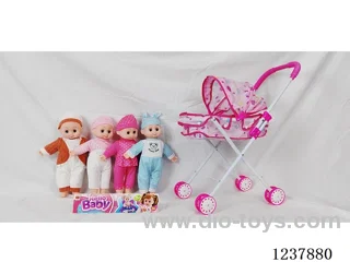 14-inch cotton-stuffed doll with English IC/Iron handcart