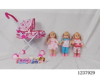 14-inch doll with English IC/Iron handcart/Shoes