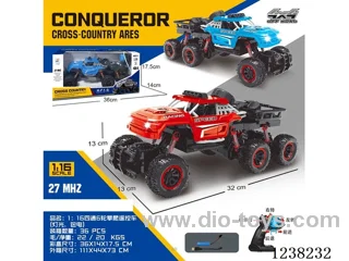 4ch 1:16 six-wheel climbing RC car (included battery, lights)
