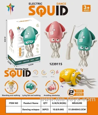 Electric Walking Obstacle Squid Cuttlefish Kids Intelligence Sensing Dancing Crawling Octopus Toy in color box