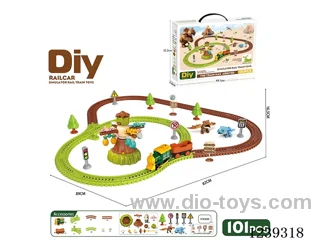 DIY assembled electric railcar 101PCS with music not included battery (dinosaur series)