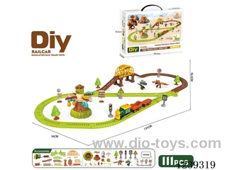 DIY assembled electric railcar 111PCS with music not included battery (dinosaur series)