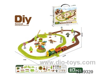 DIY assembled electric railcar 117PCS with music not included battery (dinosaur series)