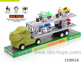 Double Decker Inertia Dinosaur Tractor with 4 Harley Motorcycles