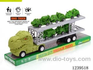 Double Decker Inertia Dinosaur Tractor with 5 Dinosaur Engineering Cars