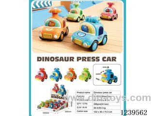 Whistling dinosaur press car (4-color mixed to Pack)12PCS