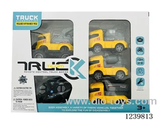 27Mhz not included battery 4ch with lights movable accessories RC engineering car + inertia car (car shell can be removed and exchanged to match)