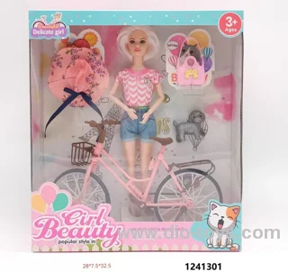 11.5 inch joint fashion barbie doll with bike in window box