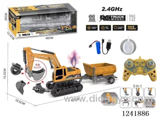 1：22 2.4G 11ch rc engineering vehicles (3 in 1)W L/M/spray included battery