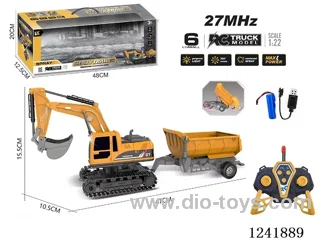 1:22 27MHZ 6ch rc engineering vehicles with light included battery