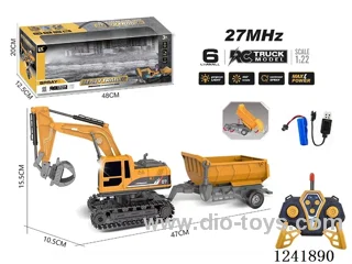 1:22 27MHZ 6ch rc engineering vehicles with light included battery
