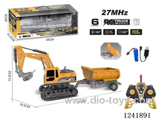 1:22 27MHZ 6ch rc engineering vehicles with light included battery
