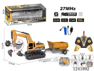 1:22 27MHZ 6ch rc alloy engineering vehicles (3 in 1) with light included battery