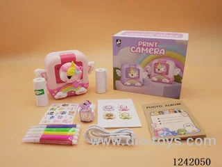 Unicornio rosa Cámara de impresión infantil / Cámara de impresión infantil / Polaroid infantil / con app (compatible con dos modos de impresión en blanco y negro / color). El papel de impresión en color debe ordenarse por separado)