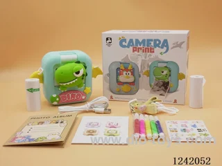 Green Dinosaur Children 's Printing camera / children' s Printing camera / Children 's Polaroid / with app (compatible con los dos modos de impresión en blanco y negro / color). El papel de impresión en color debe ordenarse por separado)