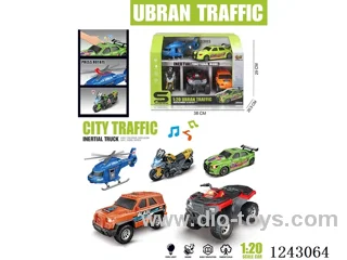 1:20 Small City Race Car Combo (Inertia / Free wheel & Lights & Music)included battery