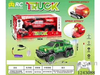 1:18 27MHZ 6-wheeled 5ch RC Car with Light/Spray included battery 2 colors