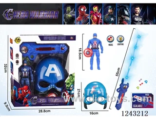 Captain America Set -Figurine + Lighted Mask + Lighted Telescopic Sword