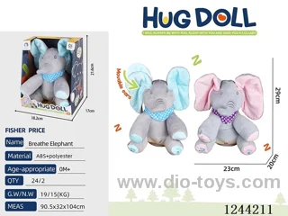 Peek-a-boo Elephant-2 Colours Mixed Not included 3*AA Batteries-Music/Ear Moving/Talking