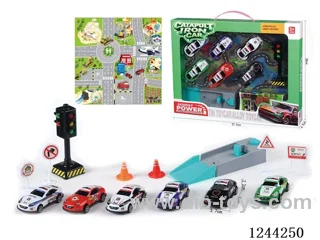 8.6cm tin pull back car with ejector+ cars*6