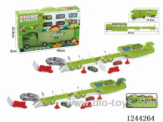 Dinosaur Container Car Park Scene (with 6PCS metal pull back car + 15 road signs and barricades + 1 DIY sticker)