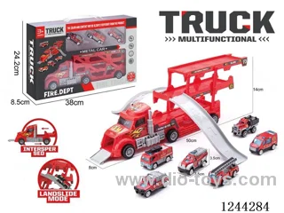 Folding Cargo Car - Alloy Firefighting Track Scene (Red Cargo Car)