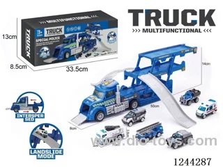 Folding Cargo Car - Alloy Police Track Scene (Blue Car)