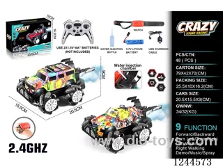 2.4G 9ch rc car 2 mixed W L/M/spray/watch included battery