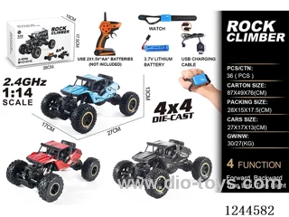 1:14 2.4G 4ch 4WD rc alloy car with watch included battery