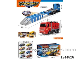 Inertia Tractor Twin Ejector Transporter with 8PCS tin cart 3-colour mix
