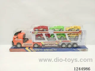 Inertia double-decker trailer (carrying 6 free wheels cars)