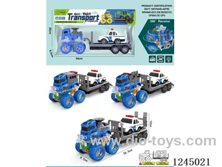 colourful/ 4WD/ dual inertia stunt police vehicle + pull back cartoon police vehicle