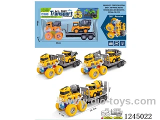 colourful/ 4WD/ dual inertia stunt engineering vehicle + pull back cartoon engineering vehicle
