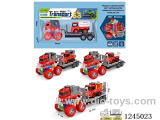 colourful/ 4WD/ dual inertia stunt fire truck + pull back cartoon fire truck