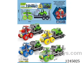 colourful/ 4WD/ dual inertia stunt farmer car + pull back agricultural car
