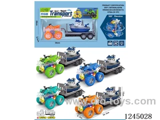 colourful/ 4WD/ dual inertia stunt beach motorbike + pull back boat