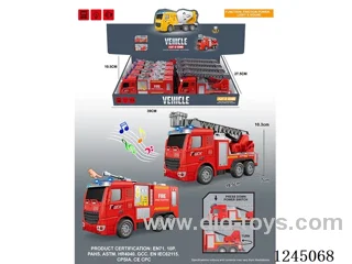 inertia/light/music/pushbutton/fire truck 8PCS included battery