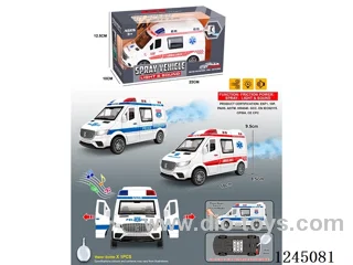 Inertia/lights/music/openable door/spray car (+ water bottle) Inclusive battery