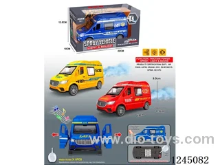 Inertia/lights/music/openable door/spray car (+ water bottle) Inclusive battery