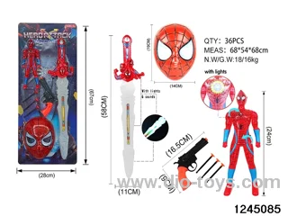24cm spiderman with light sword & mask& gun